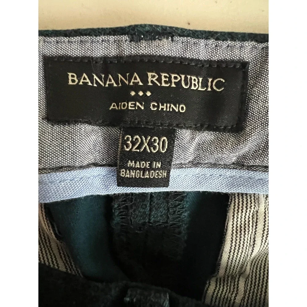 Banana Republic Mens 32x30 (34x28.5) Aiden Chino Pants Teal Blue Micro Print Dot